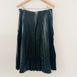 Trouve Black Pleather Pleated Midi Skirt